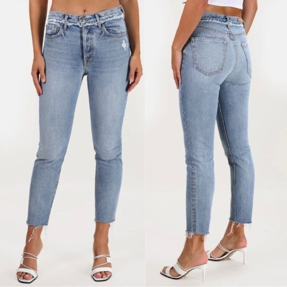 GRLFRND | Karolina High-Rise Light Wash Distressed Jeans in ‘Part Time Love’ - Picture 2 of 14